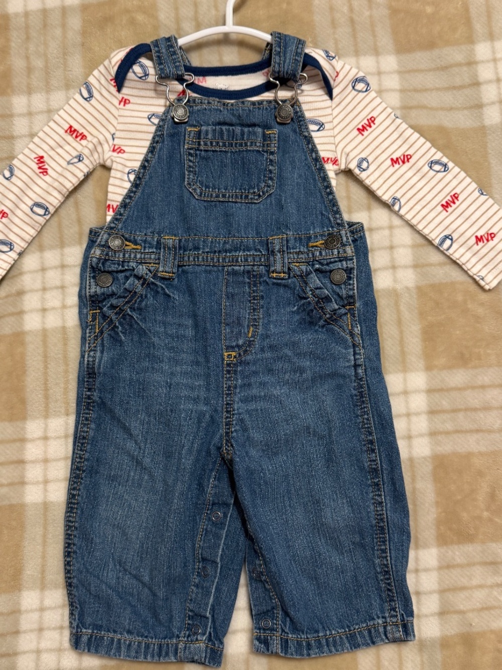Baby Denim Overall Set, Size 6-12 Months